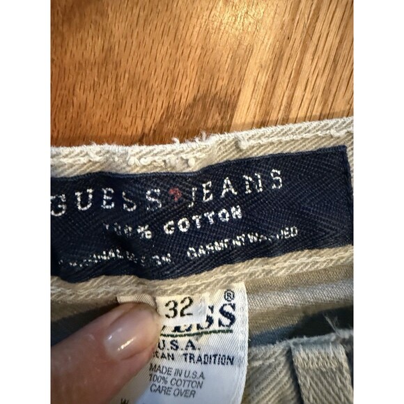 Vtg 90's Guess Jeans Men 32  Khaki Tan Button Fly Relaxed Baggy USA Y2k - Picture 3 of 11